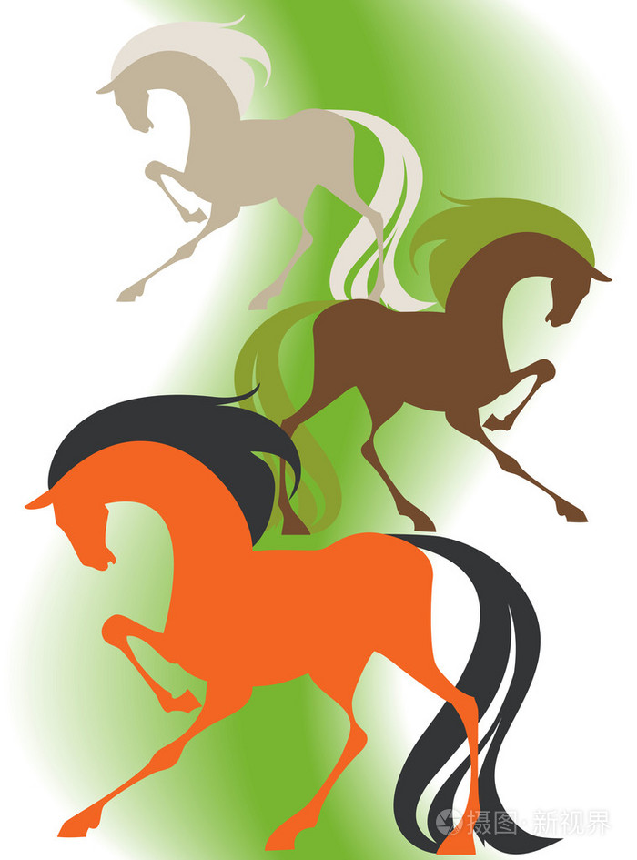 四个剪影纯种马的形象