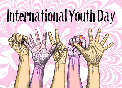 友谊日的概念, 国际青年日, Iyd 庆祝在8月12日。矢量
