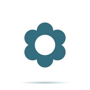 背景上隔离的蓝色花朵图标.现代扁平象形文字.