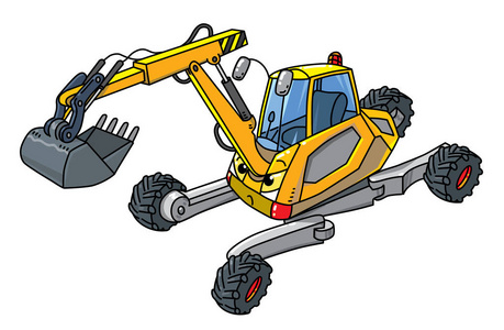 有趣的建设挖掘机集.着色书卡通搞笑挖掘机有趣的小挖掘机与眼睛.