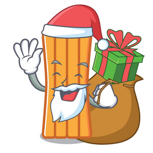 圣诞老人与礼物空气床垫吉祥物卡通矢量插画