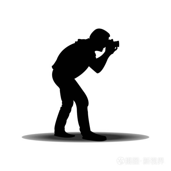 一个在透明背景下被隔离的摄像头的人的剪影向量