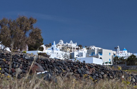 皮尔戈斯村在希腊的圣托里尼岛