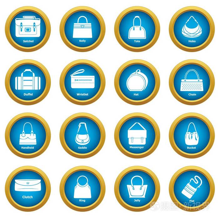 女式袋型图标套装, 简约风格