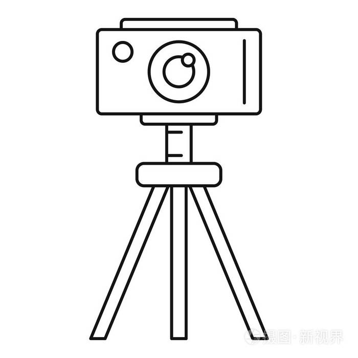 相机上三脚架图标, 轮廓样式插画-正版商用图片0568nb-摄图新视界