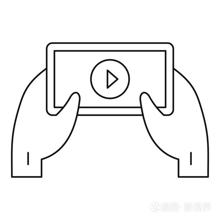 智能手机视频直播图标, 轮廓样式插画-正版商用图片056980-摄图新视界