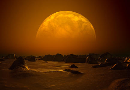 外星人的星球与月亮照片