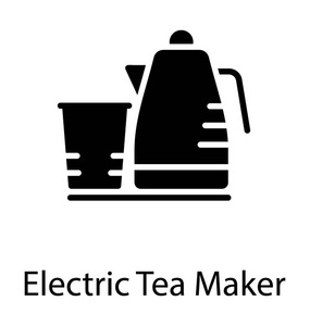 一只电热水壶, 上面刻着一杯茶叶制作的电茶壶, 立即