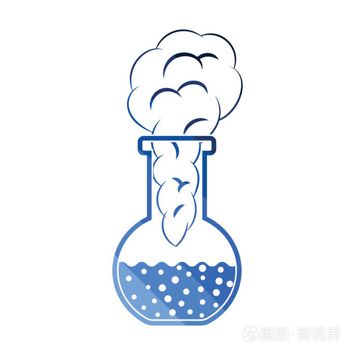 与内反应化学灯泡图标.平面色彩设计.矢量图