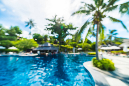 抽象模糊美丽的酒店度假村和游泳池背景为旅行和假期