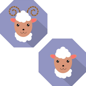 绵羊头图标平面设计图片