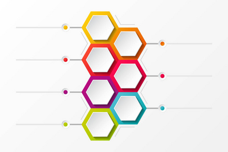 空布局与六边形概念 infograph。向量