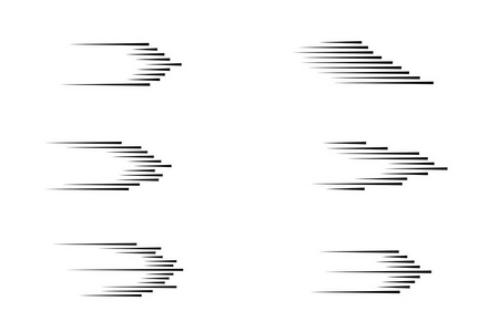 设置独立的速度线集。设计的运动效果。白色背景上的黑色线条。向量