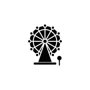 摩天轮符号摩天轮黑色图标概念.摩天轮平面矢量符号, 符号, 插图照片