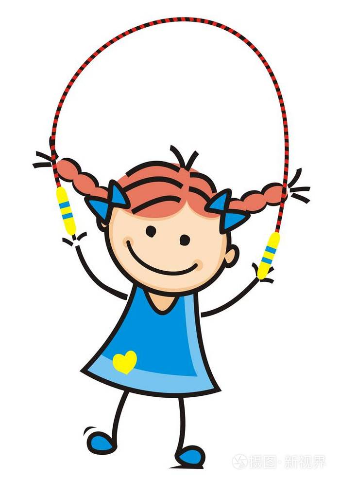 女孩和跳绳, 矢量插图插画-正版商用图片056sn1-摄图新视界