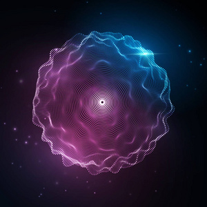 抽象的霓虹灯背景, 矢量音乐声音, 歌曲波形数字频谱, 音频脉冲和频率