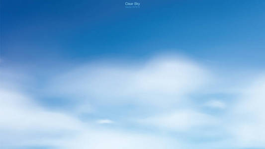蓝天背景白云。抽象天空为自然背景。矢量插图