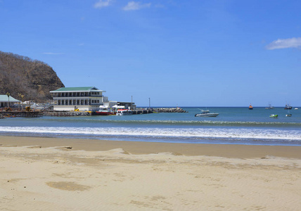 尼加拉瓜圣胡安, 03082016, 在圣胡安的码头. 圣胡安海滩是在尼加拉瓜的海滨度假胜地, 拥有华丽的沙滩