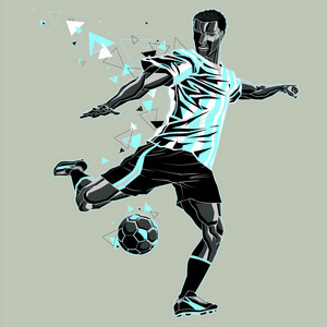 足球运动员用图形跟踪, 浅蓝色白色 t恤衫