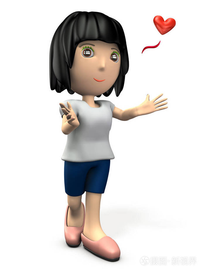 一只张开双臂的可.它表达了善意.3d 插图