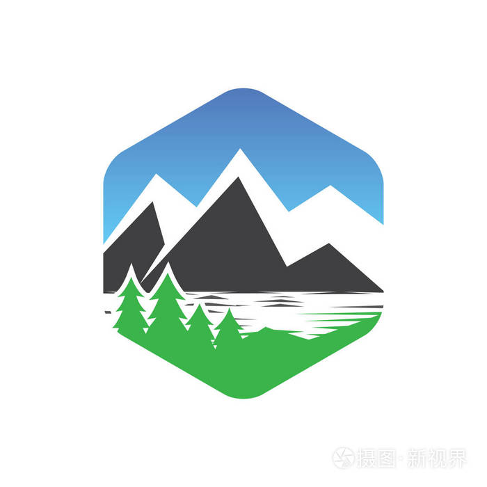 六角山和野生动物标志向量元素