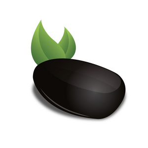 3d 黑色玄武岩绿叶石禅健康企业设计图标 logo 商标