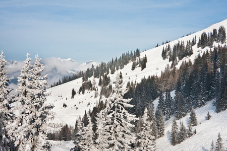 滑雪度假村喜来。奥地利