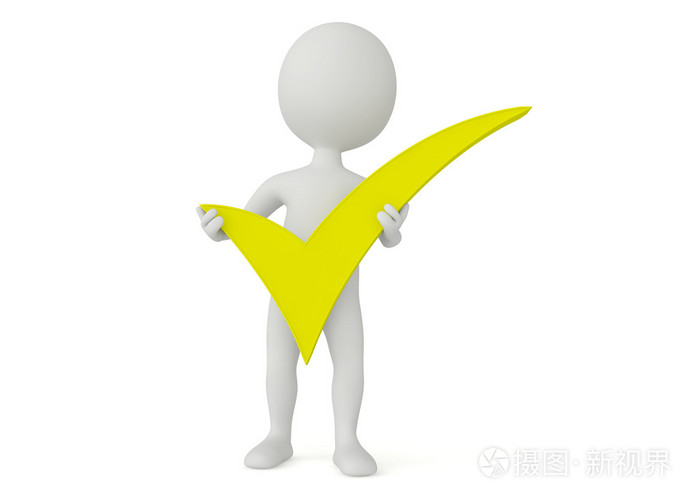 3d 人形字符举行绿色的复选标记照片 正版商用图片057en8 摄图新视界