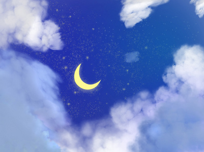 繁星下的大海里划船的人繁星点点的天空插图在彩色玻璃风格与鲸鱼在