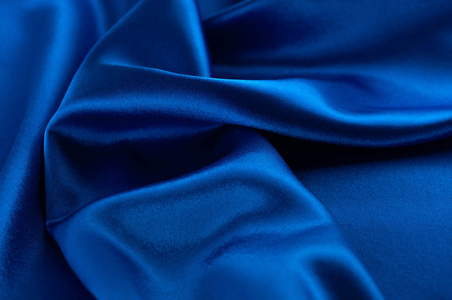 抽象丝绸豪华背景, 一块布, 深蓝色布料纹理