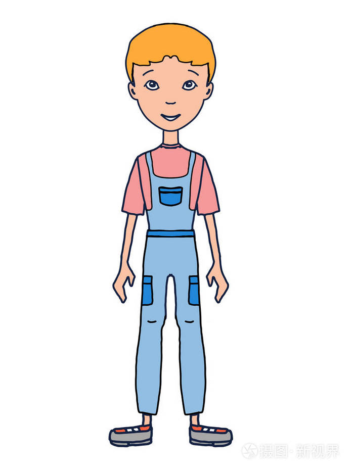 卡通小女孩男孩站立的例证