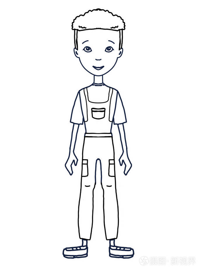 卡通小女孩男孩站立的例证