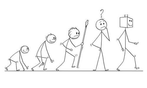 人类进化过程的卡通, 现代人类的接班人是机器人照片