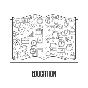 教育设计理念与教育, 学校和大学的图标。返回学校