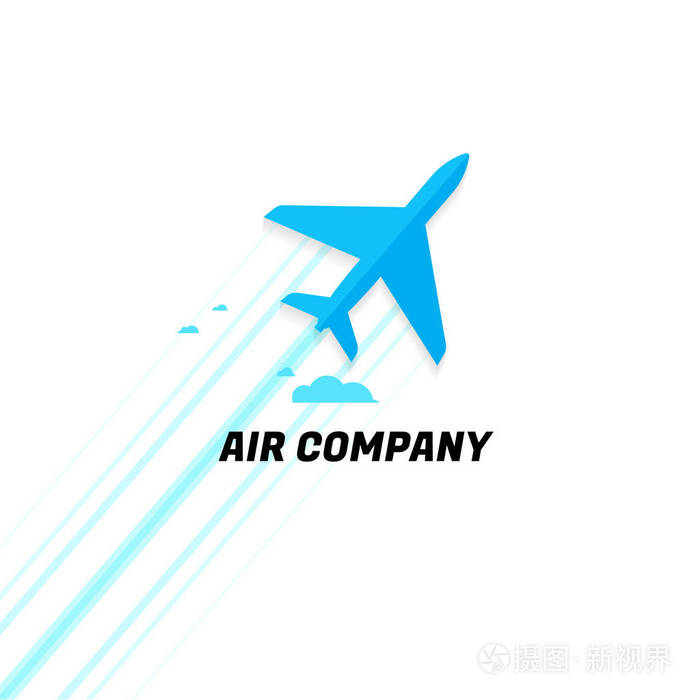 航空公司飞机创意理念标志设计现代矢量插图在白色背景上
