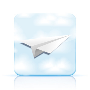 矢量折纸飞机图标，在白色背景上。eps10