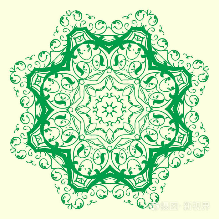 绿色, 八角, 对称, 几何图案元素.用于设计和 creativit