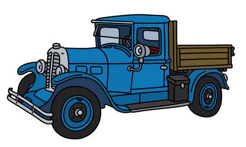 老式蓝色货车的矢量插图