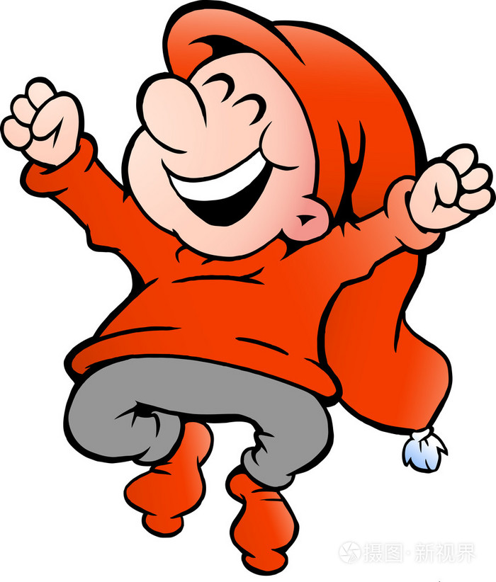 手绘矢量插画的非常快乐的精灵