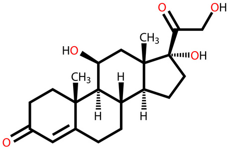 激素胰岛素类固醇激素皮质醇 (氢化可的松) 结构式照片