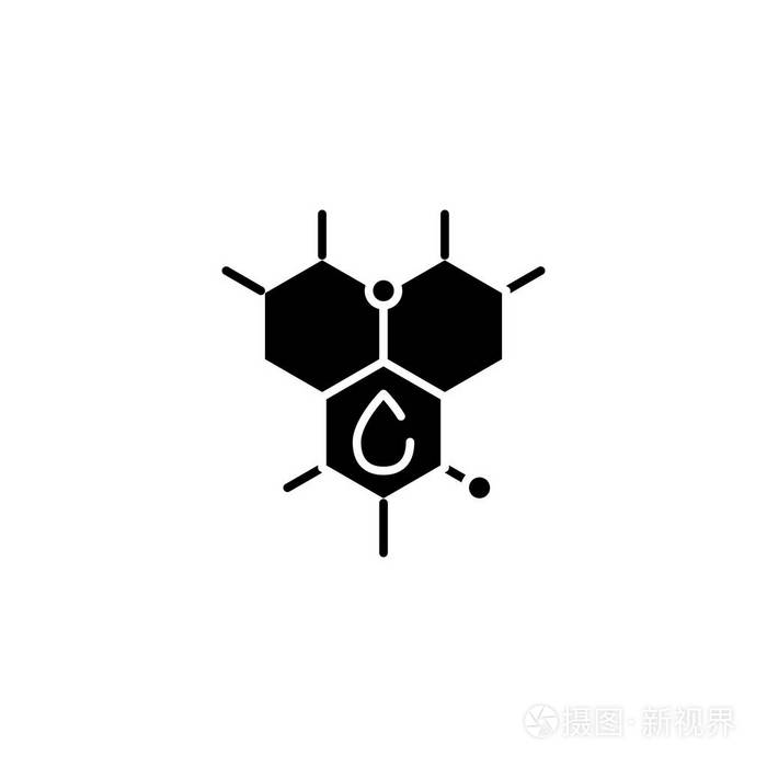 碳氢化合物分子黑色图标概念碳氢化合物分子平的载体符号标志例证
