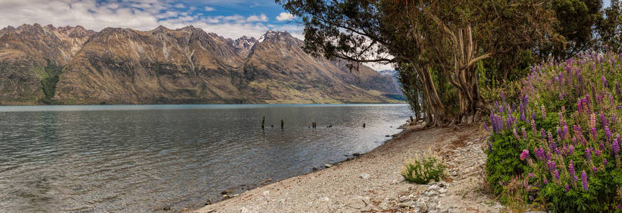 新西兰南岛瓦卡蒂普湖全景图片