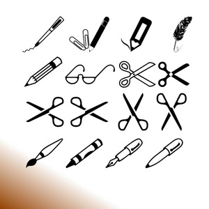 剪刀 钢笔和 pencils.vector 的图标