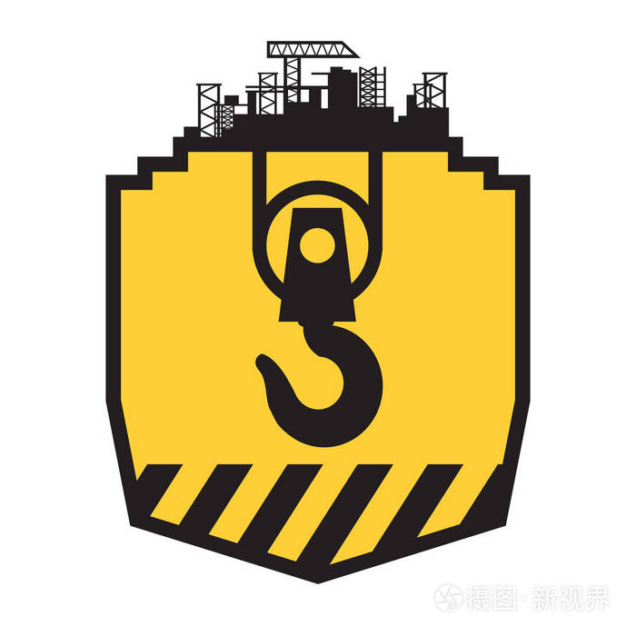 起重机吊钩图标或标志,矢量图
