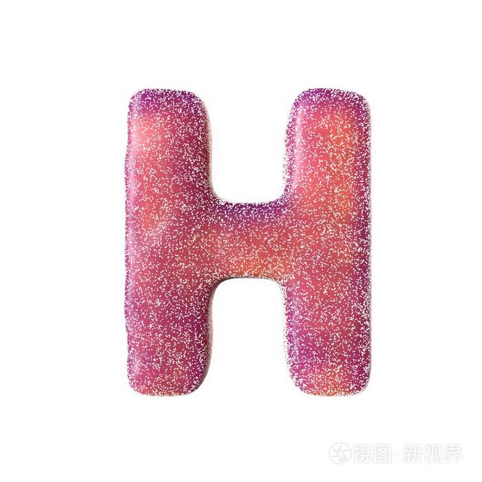 红色酸糖字母h被隔绝在白色背景上