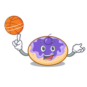 与篮球甜甜圈蓝莓字符卡通