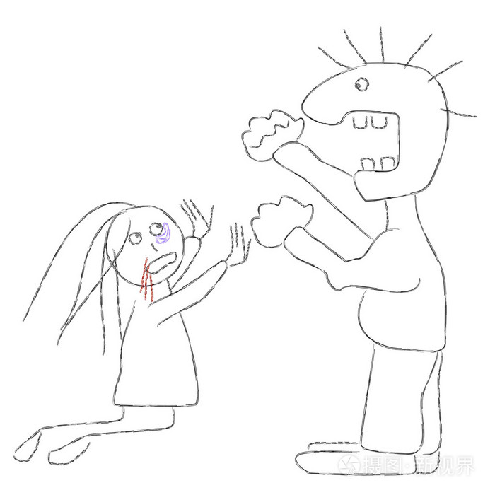 家庭暴力插画-正版商用图片058uv7-摄图新视界