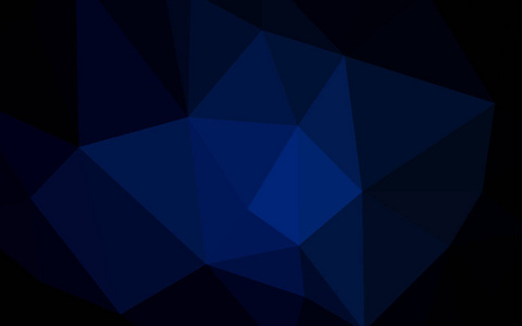 深蓝色矢量三角形马赛克模板。多边形样式中的全新颜色插图。新模板为您的品牌书