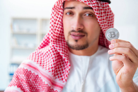 cryptocurrency 矿业概念中的比特币的阿拉伯人