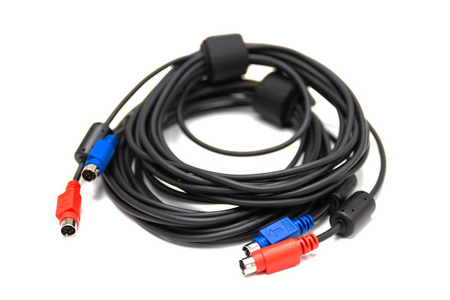 数字电缆, 红色和蓝色与白色背景隔离